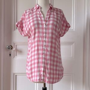 Beachlunchlounge Women’s Pink White Gingham Spenser Short Sleeve Shirt XS